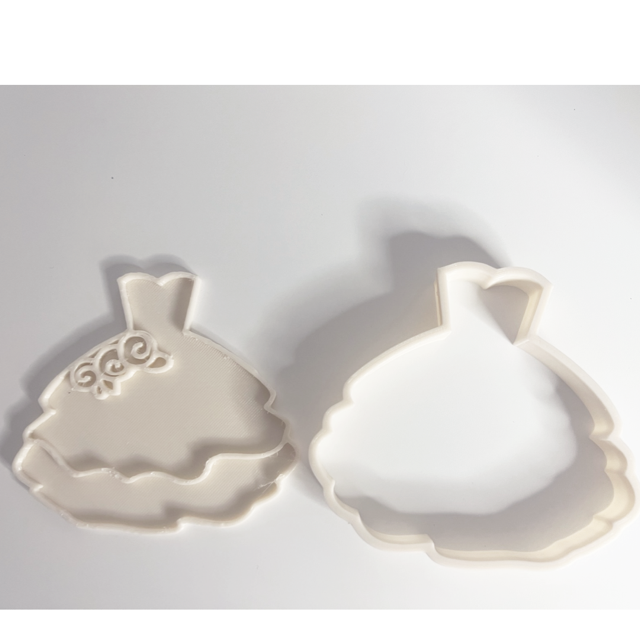 Wedding Dress design #1 cookie cutter with stamp