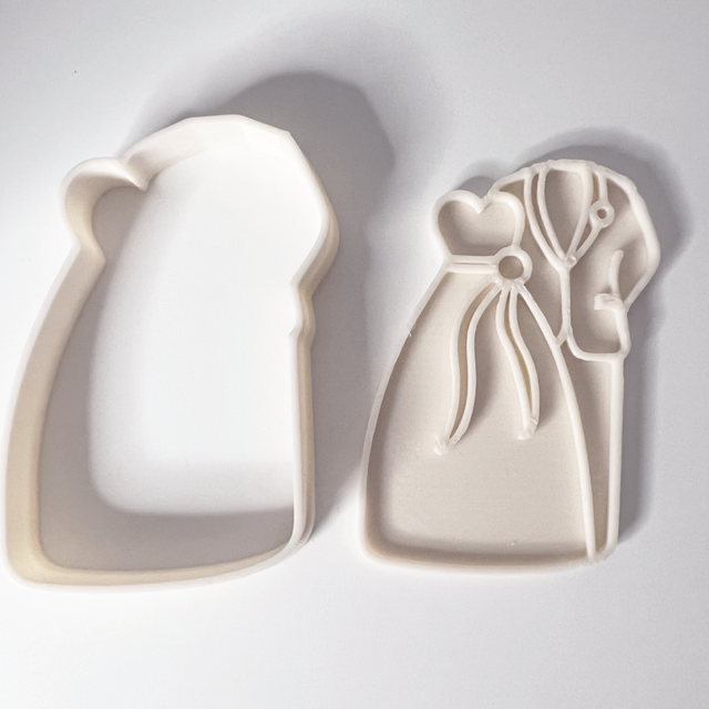 Wedding Dress design #2 cookie cutter with stamp