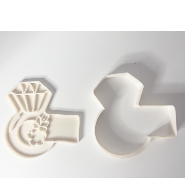 Wedding Ring Plaquet cookie cutter with stamp