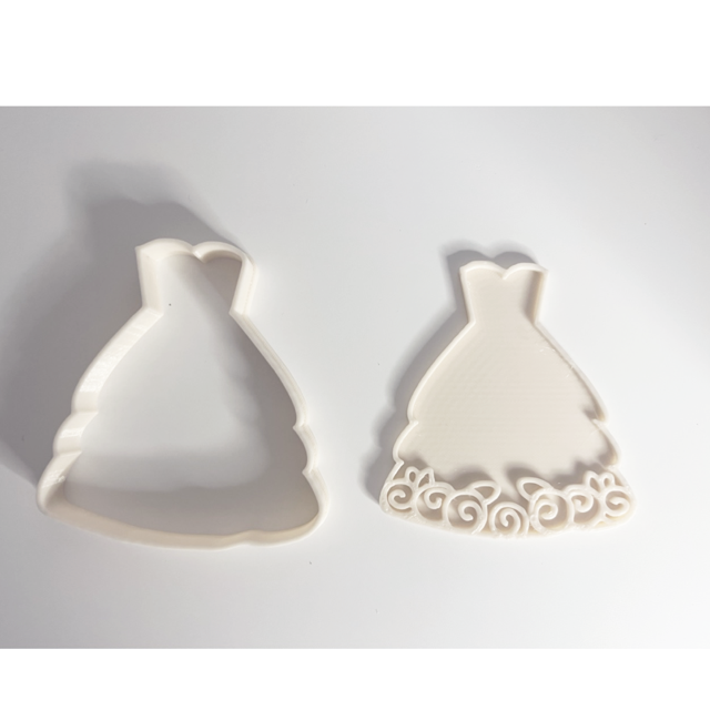 Wedding Dress design #3 cookie cutter with stamp
