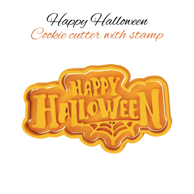Happy Halloween cookie cutter with stamp