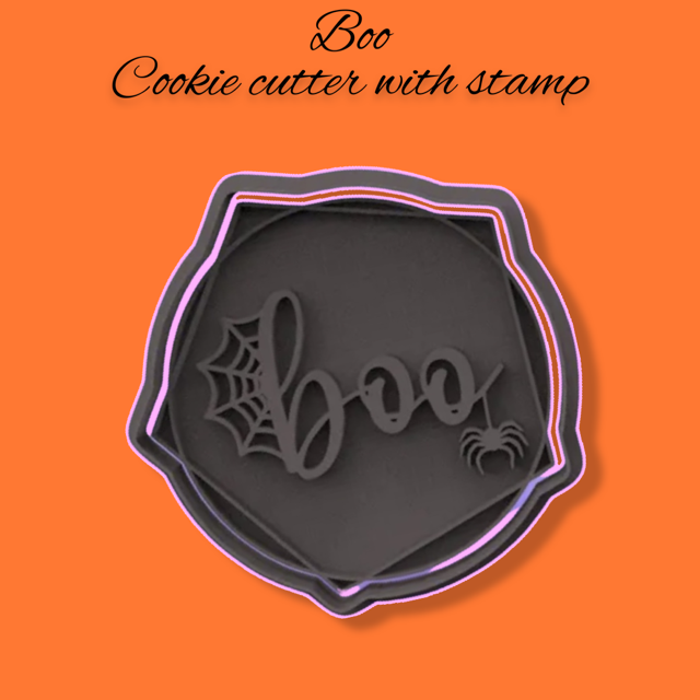 Boo cookie cutter with stamp