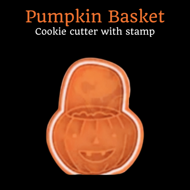 Pumpkin Basket cookie cutter with stamp