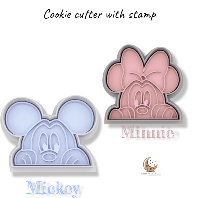 Face Minnie an Mickey cookie cutter with stamp