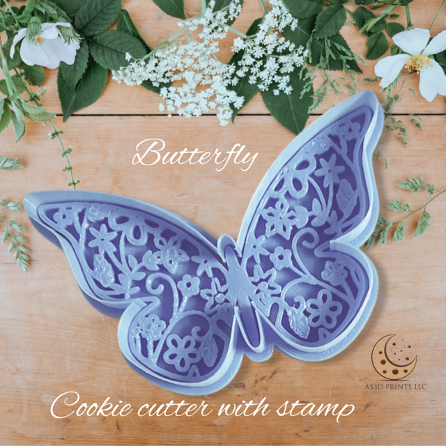 Butterfly cookie cutter with stamp