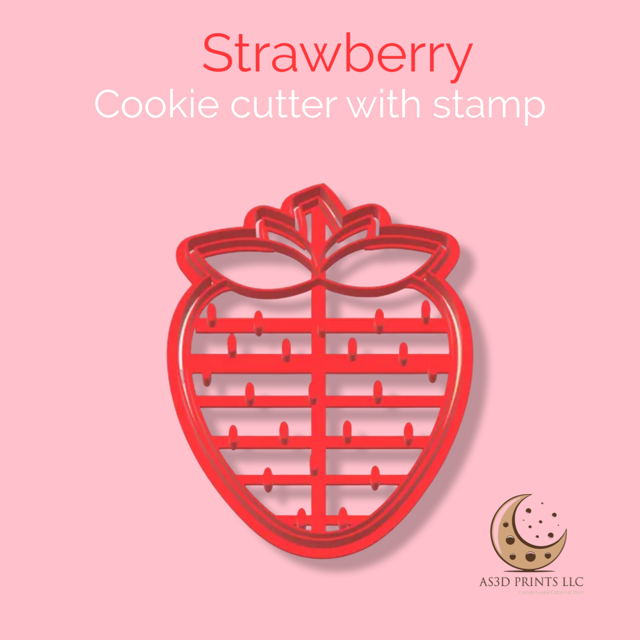 Strawberry cookie cutter with stamp