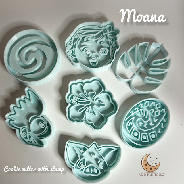 Moana cookie cutter with stamp