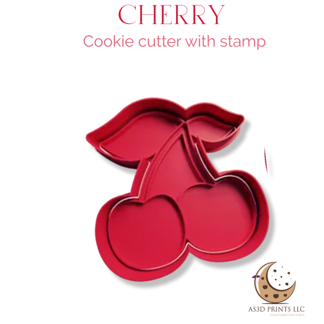 Cherry design #2 cookie cutter with stamp