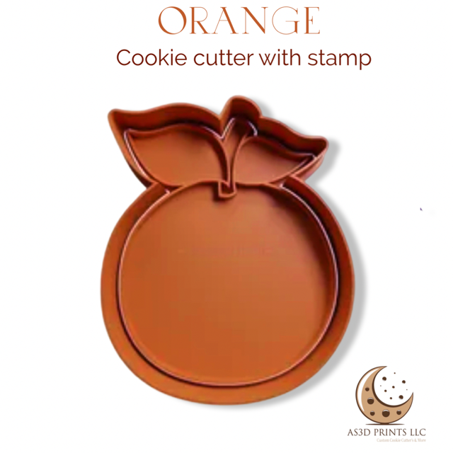Orange cookie cutter with stamp