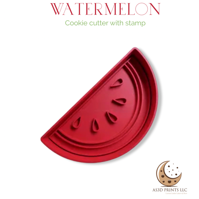 Watermelon design #2 cookie cutter with stamp