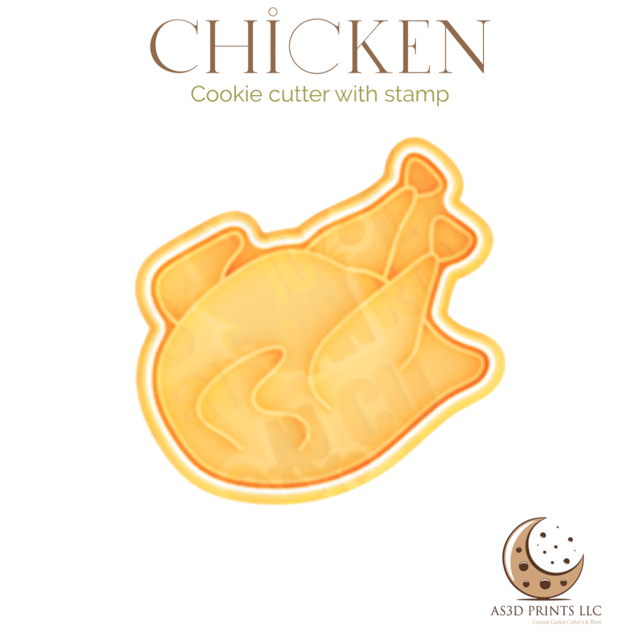 Chicken cookie cutter with stamp