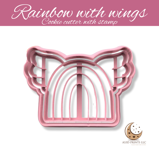 Rainbow with Wings cookie cutter with stamp