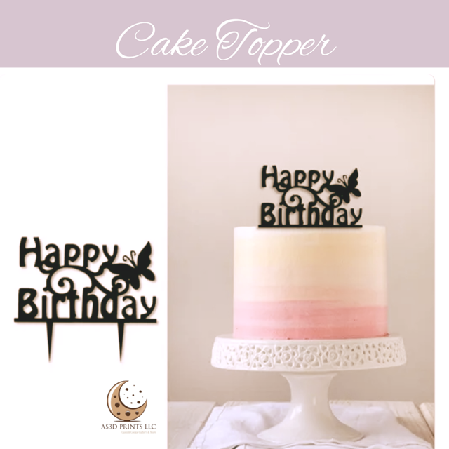Happy Birthday with Butterfly cake topper
