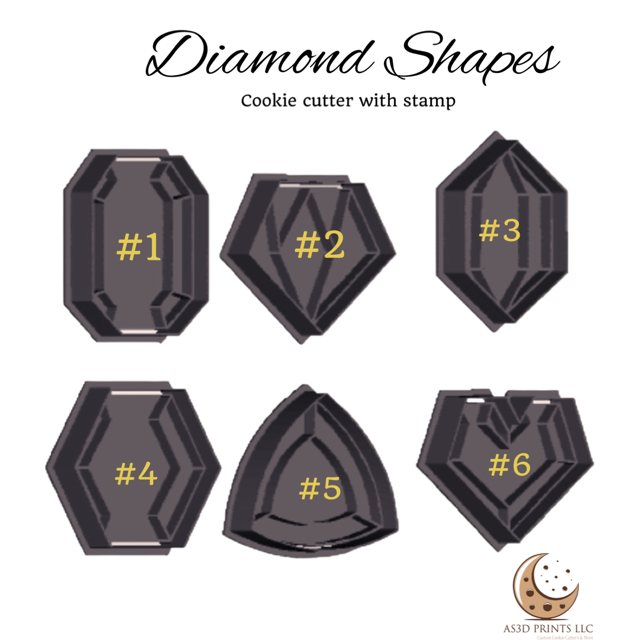 Diamond Shapes cookie cutter with stamp