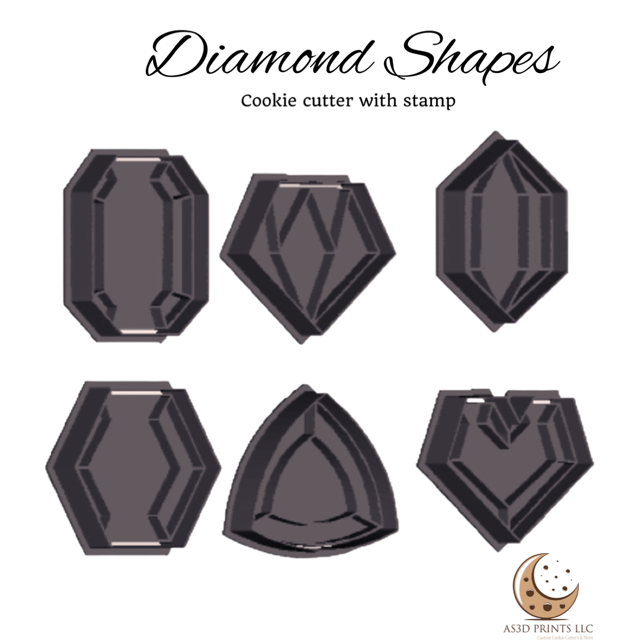 Diamond Shapes cookie cutter with stamp