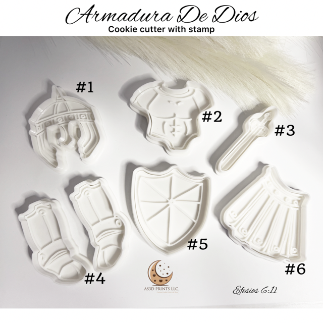 Armadura de Dios cookie cutter with stamp