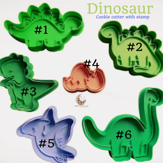 Dinosaur cookie cutter with stamp