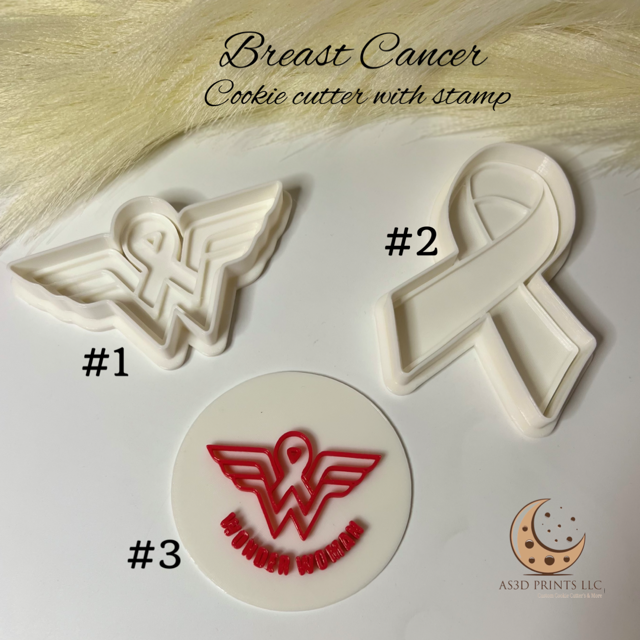 Breast Cancer cookie cutter with stamp