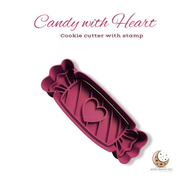Candy with Heart cookie cutter with stamp