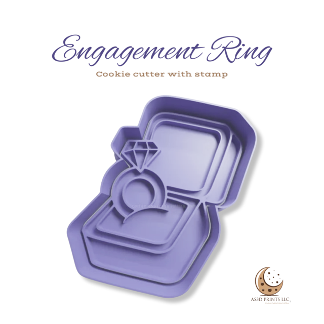 Engagement Ring cookie cutter with stamp