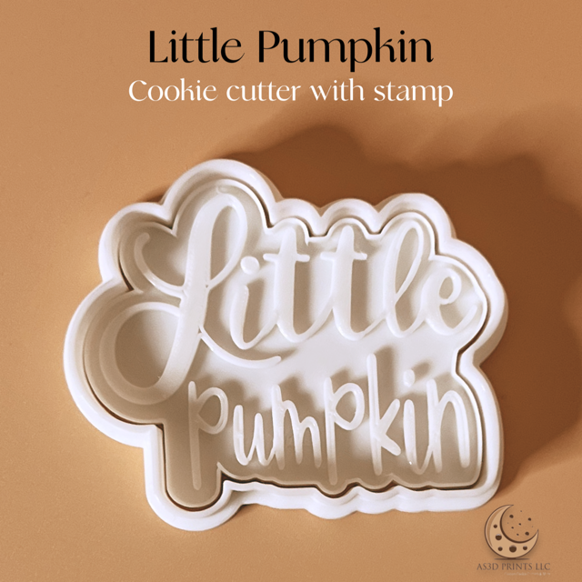 Little Pumpkin cookie cutter with stamp