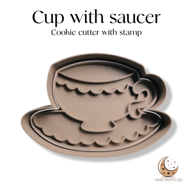 Cup with Saucer cookie cutter with stamp