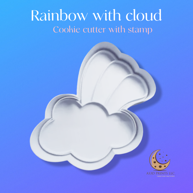 Rainbow with Cloud cookie cutter with stamp
