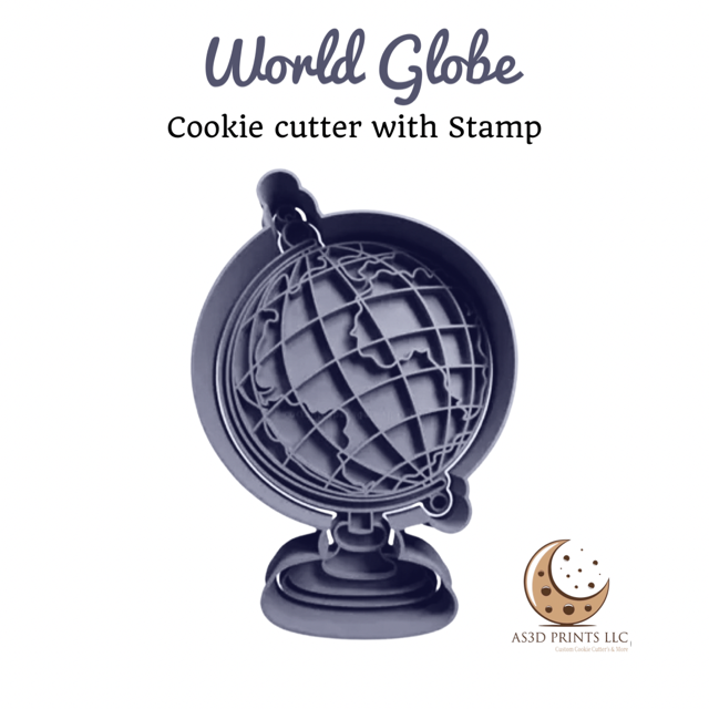 World Globe cookie cutter with stamp