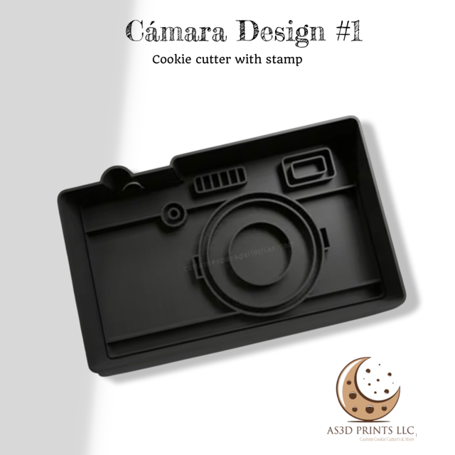 Camara Design #1 cookie cutter with stamp