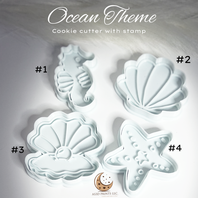 Ocean Theme cookie cutter with stamp