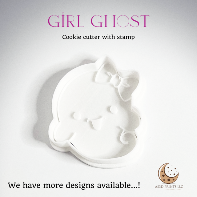 Girl Ghost cookie cutter with stamp