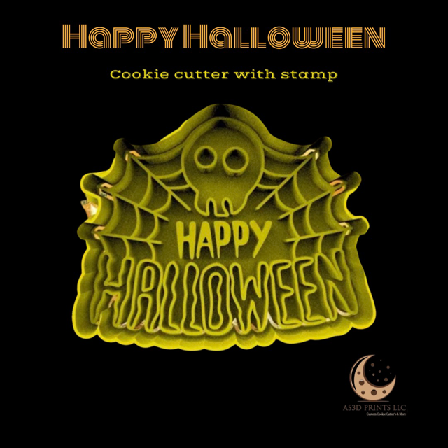Happy Halloween cookie cutter with stamp