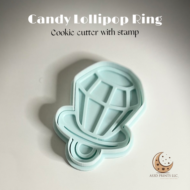 Candy Lollipop Ring cookie cutter with stamp