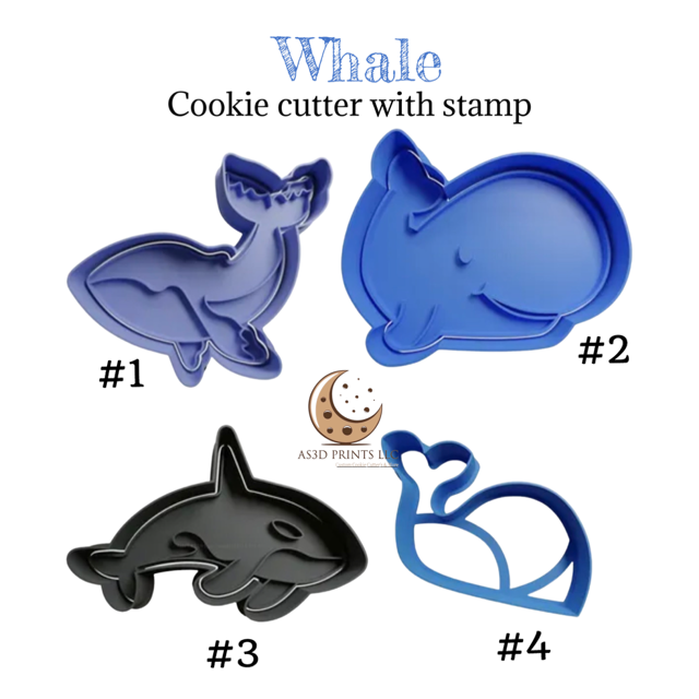 Whale cookie cutter with stamp