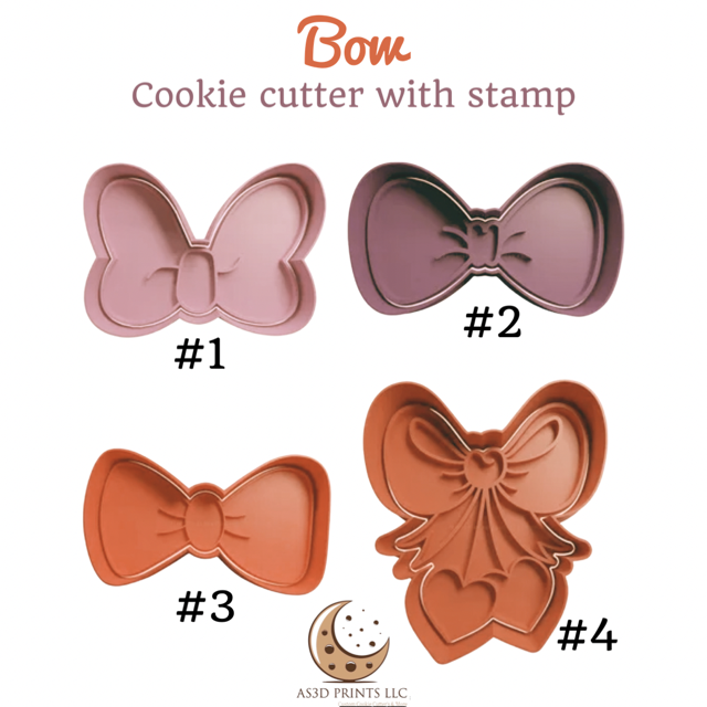 Bow cookie cutter with stamp