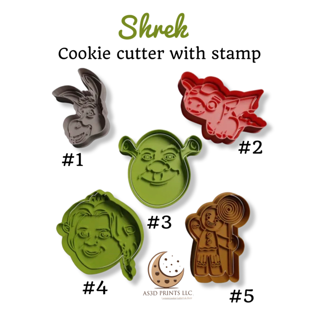 Shrek cookie cutter with stamp