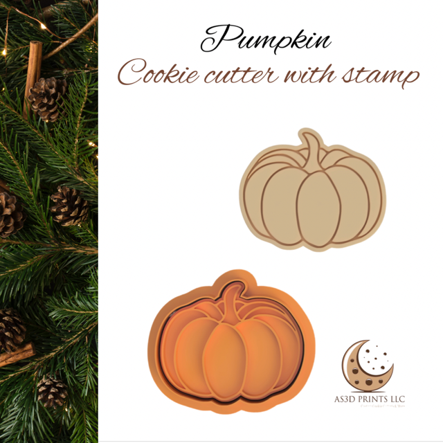 Pumpkin cookie cutter with stamp