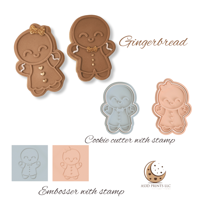 Gingerbread cookie cutter with stamp OR Embosser with stamp