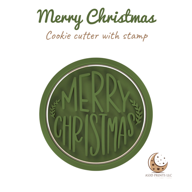 Merry Christmas cookie cutter with stamp