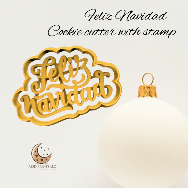 Feliz Navidad cookie cutter with stamp