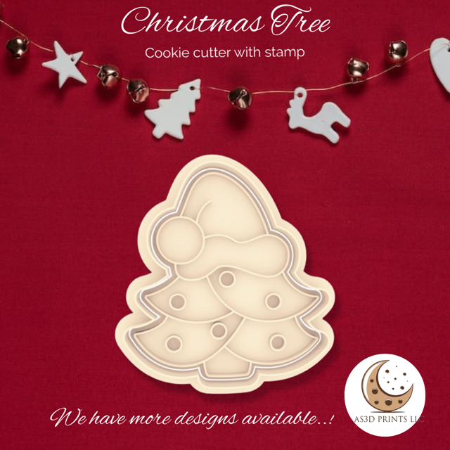 Christmas Tree cookie cutter with stamp