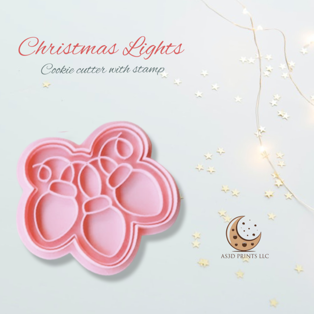 Christmas Light cookie cutter with stamp