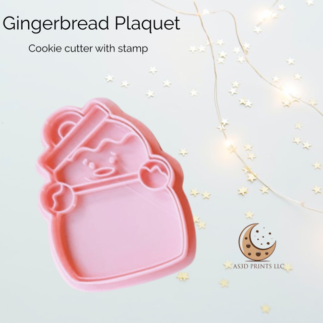 Gingerbread Plaquet cookie cutter with stamp