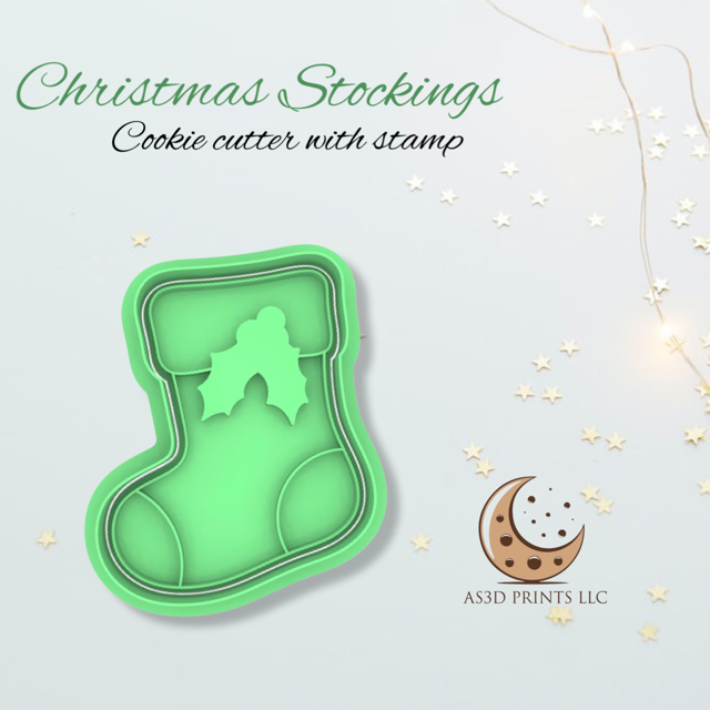Christmas Stocking cookie cutter with stamp