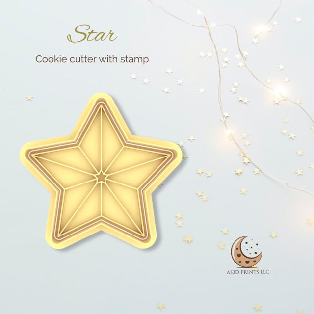 Star cookie cutter with stamp