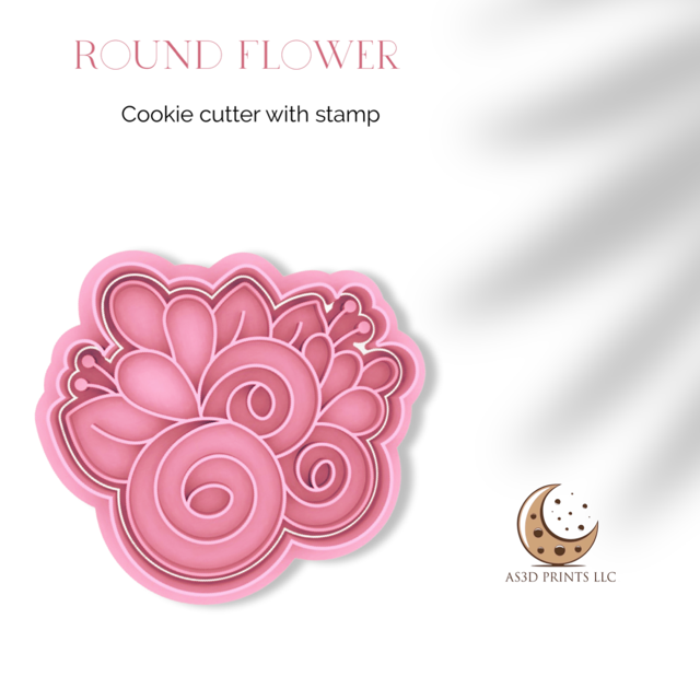 Round Flower cookie cutter with stamp