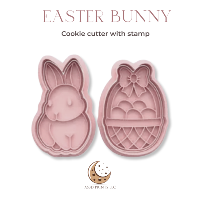 Easter Bunny cookie cutter with stamp