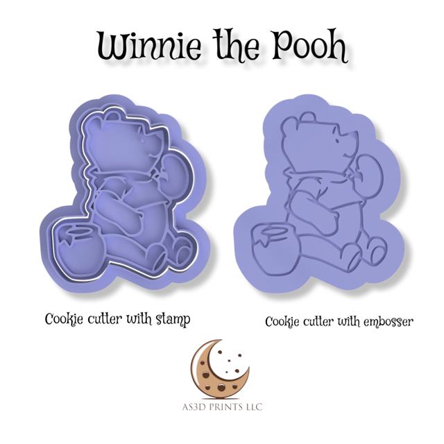 Winnie The Pooh cookie cutter with stamp or Embosser