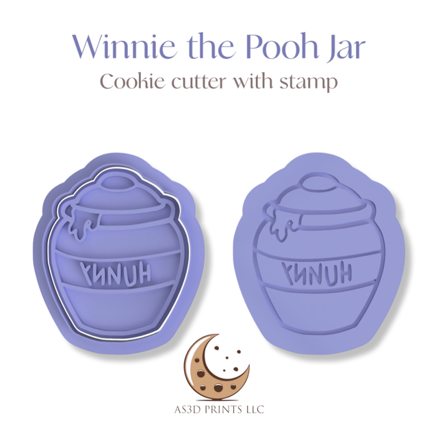 Winnie The Pooh Jar cookie cutter with stamp or Embosser