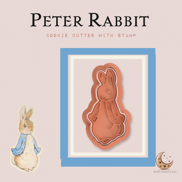 Peter Rabbit cookie cutter with stamp